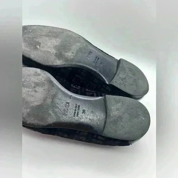 Fendi Italy Black Velour  Slip-On Ballet Womens Flats 38 Look At Photos - Picture 13 of 15